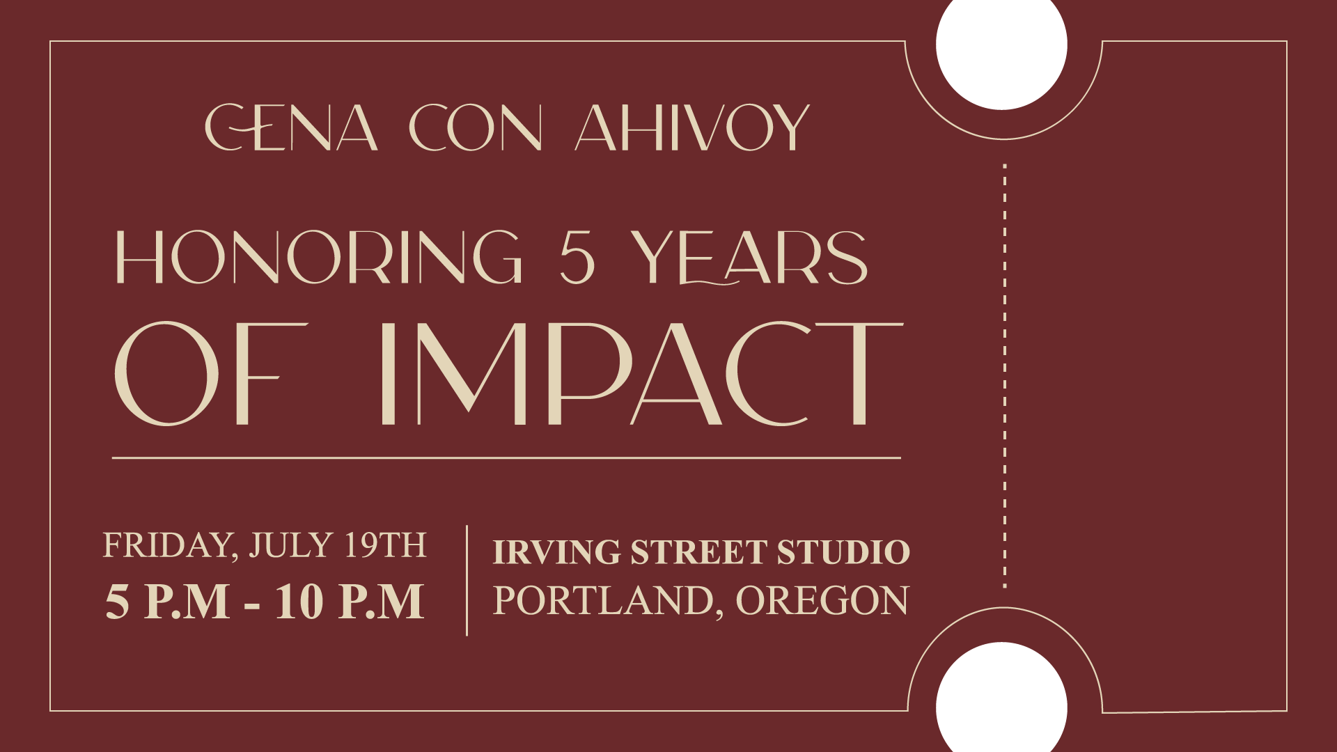 Portland | Cena Con AHIVOY